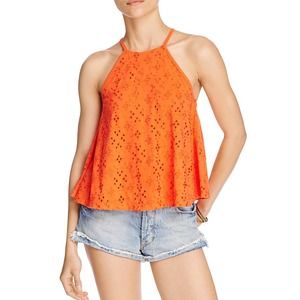 Free People Orange Date Eyelet Tank Sz S